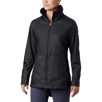 Columbia Sustina Springs Long Lined Windbreaker, Chamarras Negros Para Mujer | 543682-JIW